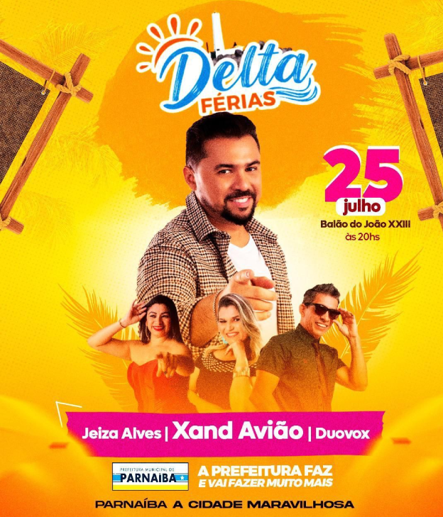 Cantor Xand Avião pousa hoje à noite na arena do Delta Férias em Parnaíba